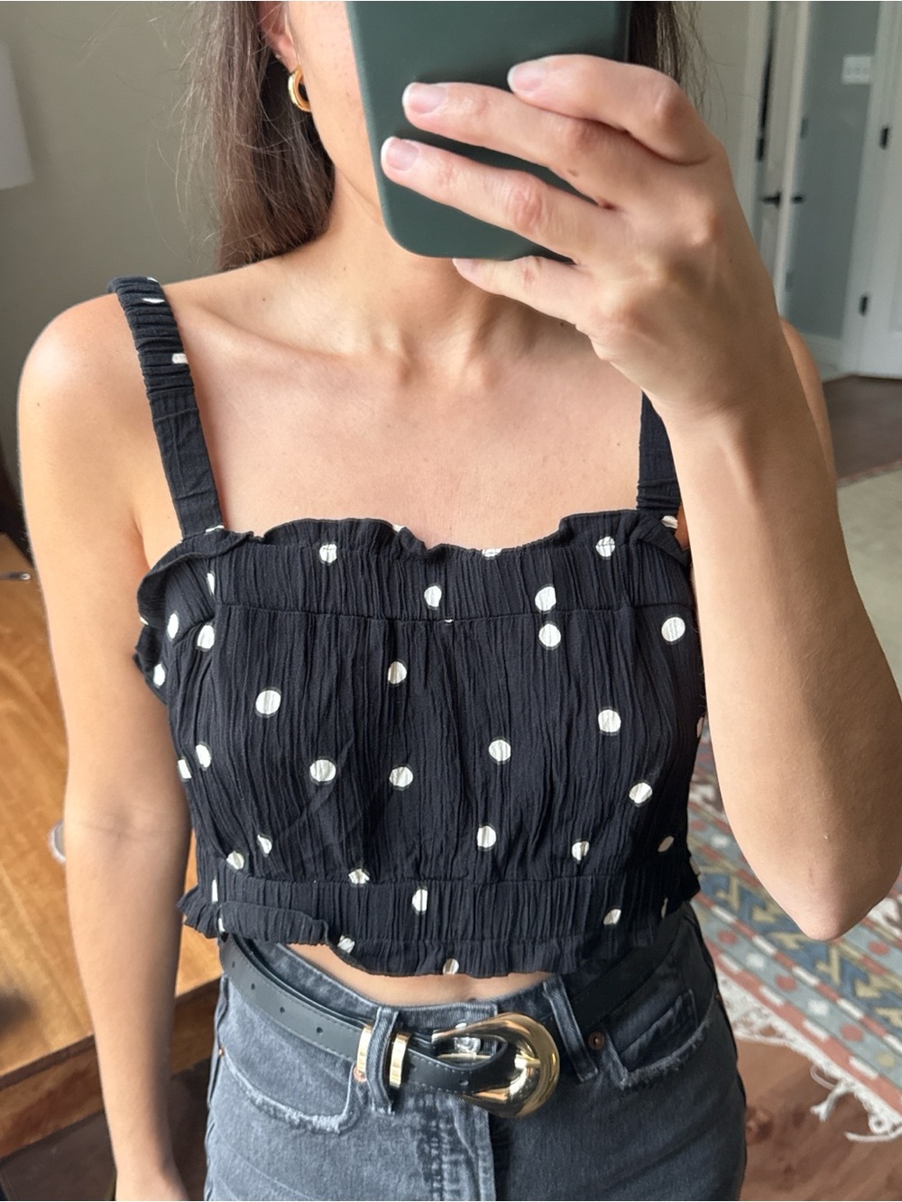 H&M Black Polka Dot Cropped Tank